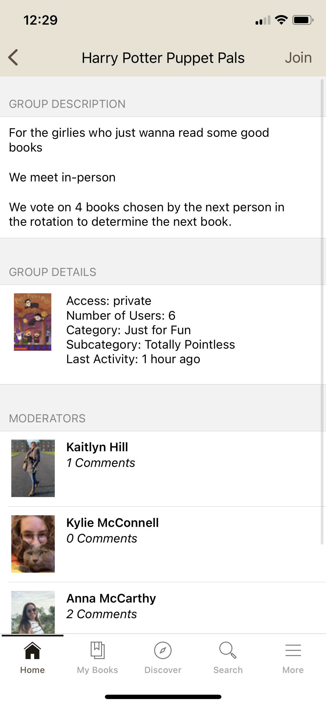 existing group details